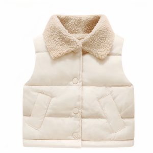 Doudoune beige sans manches doublure polaire pour enfant